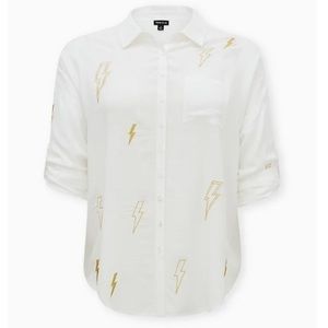 WHITE EMBROIDERED LIGHTNING BOLT SHIRT